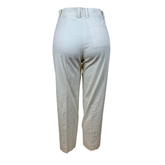 Cos Womens Cream Lyocell & Linen High-Waisted Straight-Leg Pants Size 2 - Picture 3 of 9